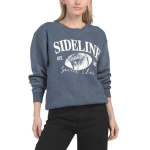 PACIFIC & CO Blue/white Sideline Social Club Crew Neck Sweatshirt